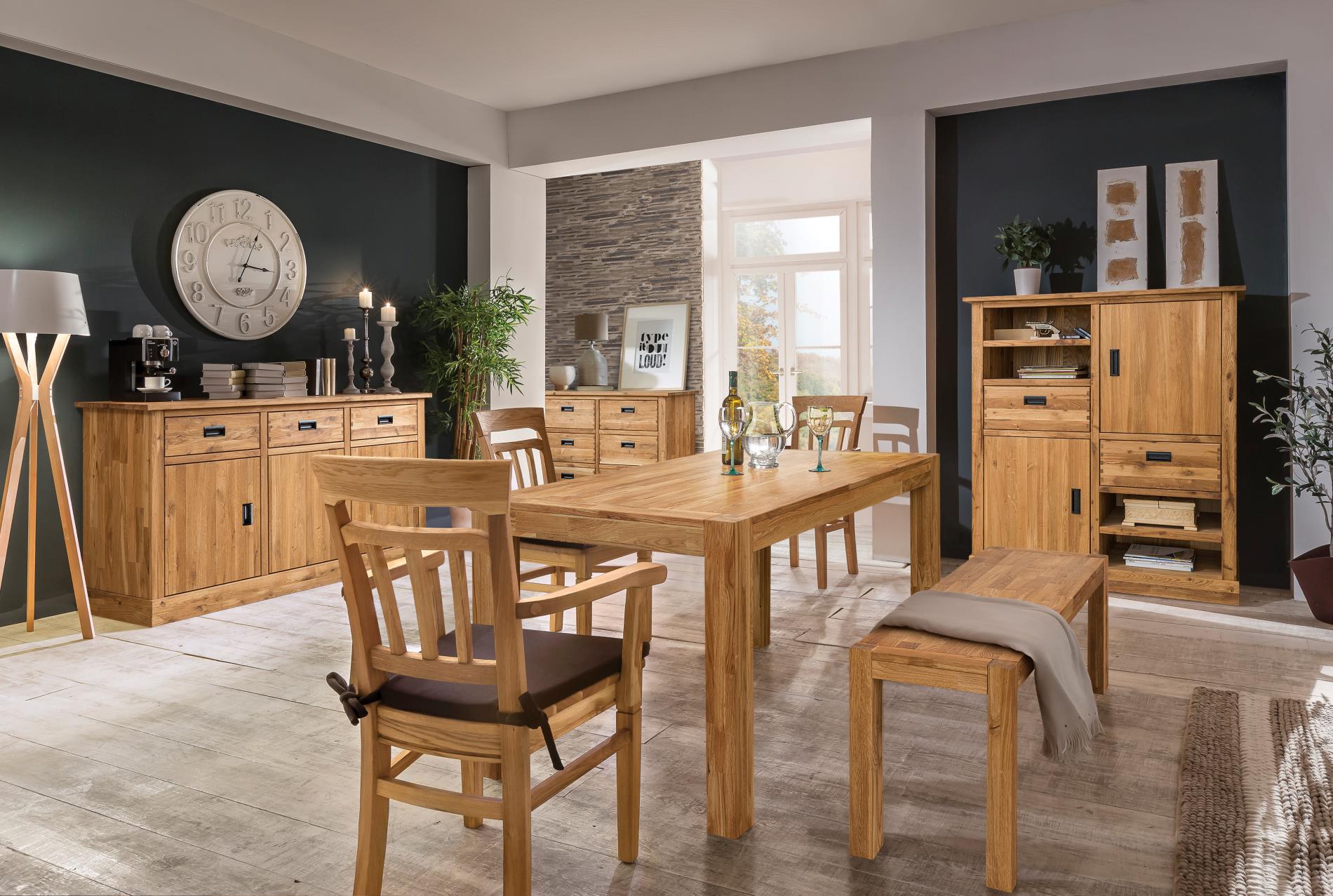 NordicStory Colección Provance Muebles de Madera Maciza Roble Rustico Salon Comedor Aparador Mueble de TV Mesa de comedor